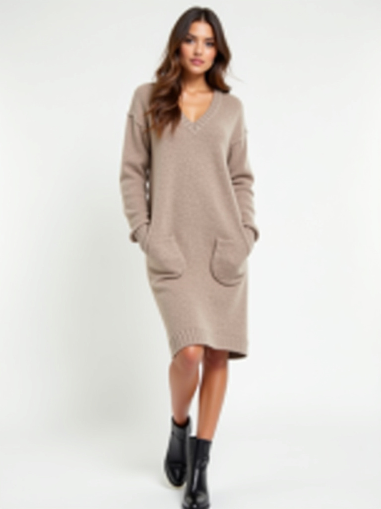 Robe pull longue col roulé plusieurs coloris